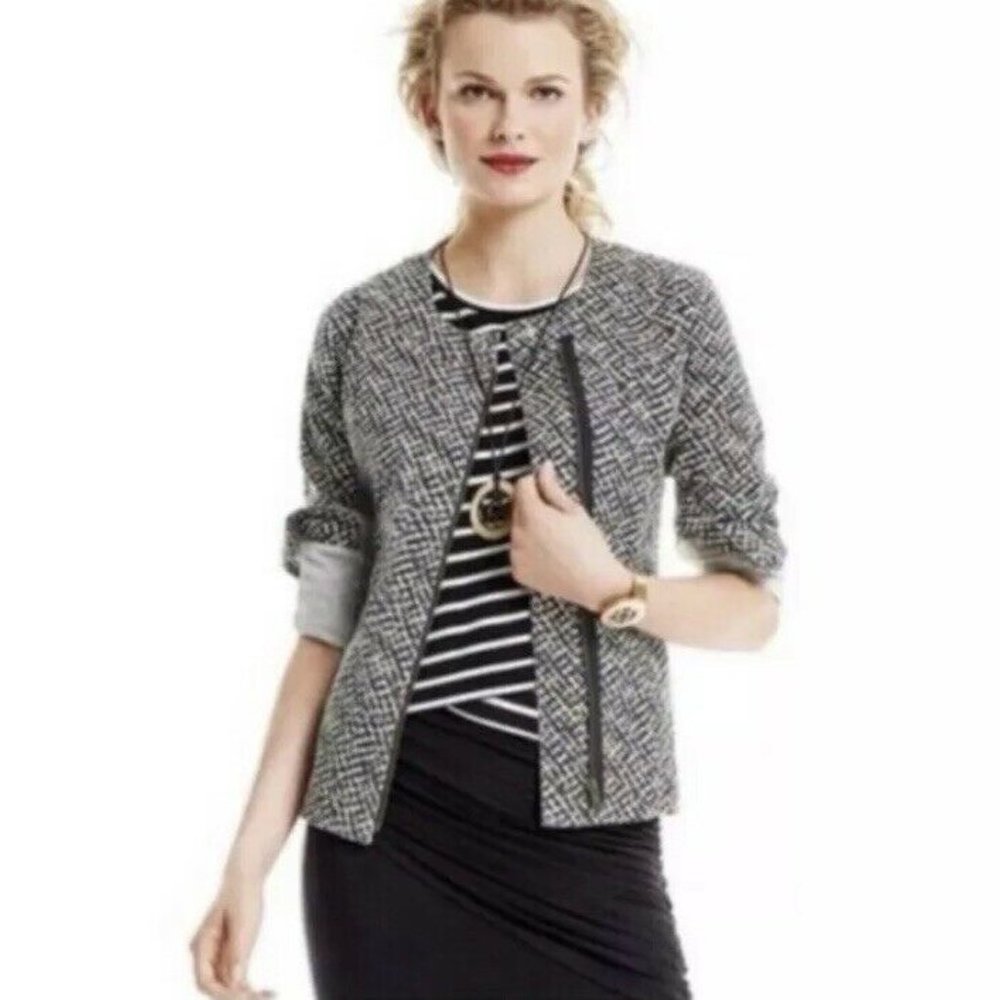 Cabi #5099 Cliffside Geometric Moto Zip Medium EUC